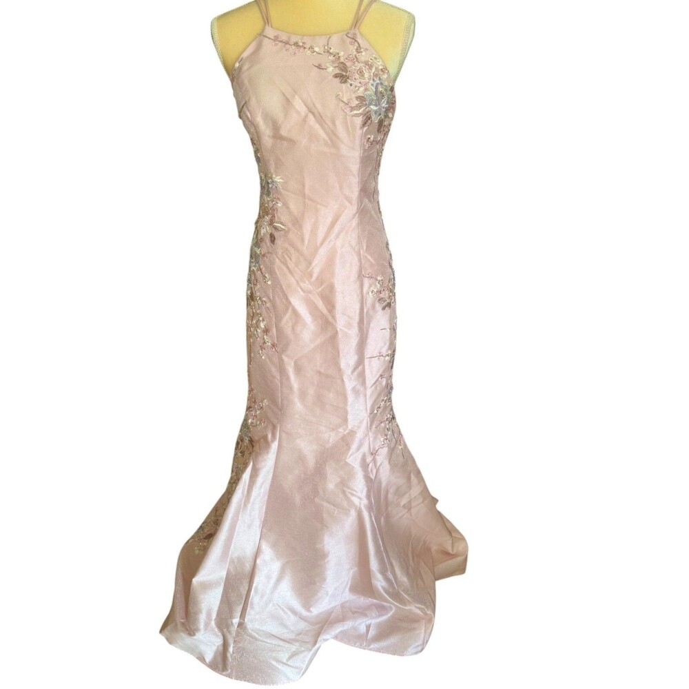 NEW Madison James Blush Pink Dress Sz 8 Floral Embroidered Floral Prom Wedding - Picture 6 of 16